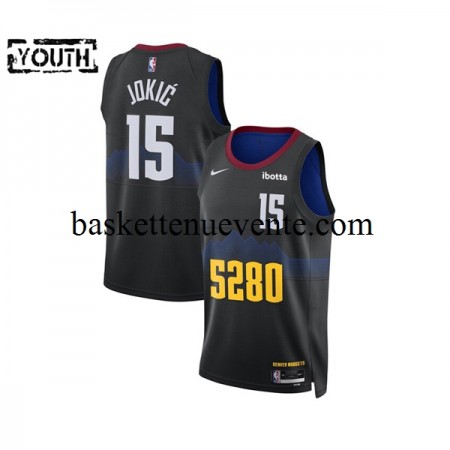 Maillot Basket Denver Nuggets Nikola Jokic 15 2023-2024 Nike City Edition Noir Swingman - Enfant